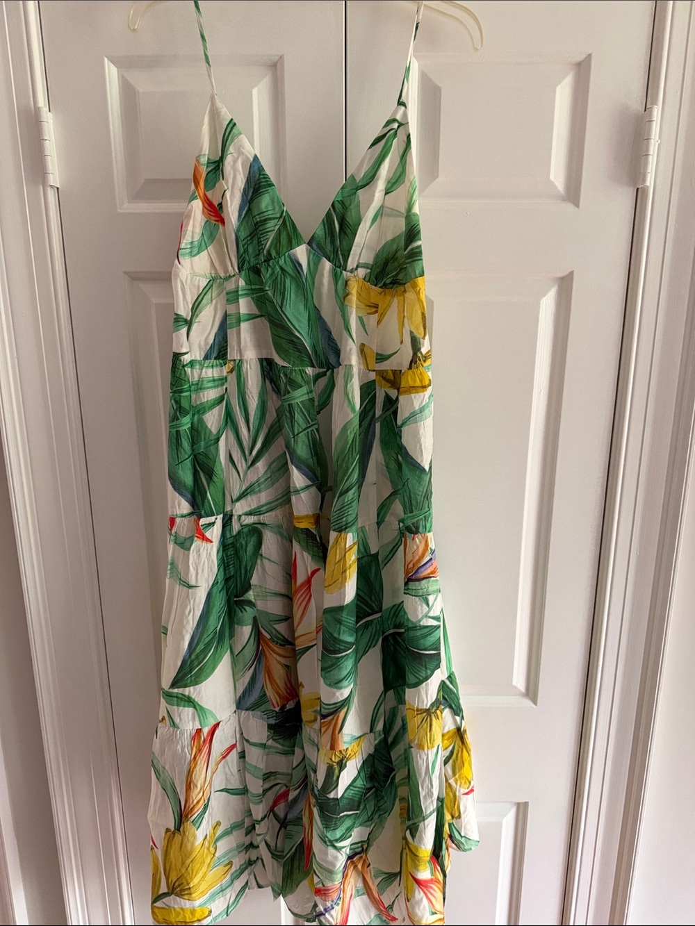 H&M White Midi Dress with Green Leaf & Yellow Floral Print - Picture 5 of 5